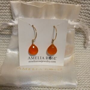 Amelia Rose Jewlery Gold and Orange Drop Earrings